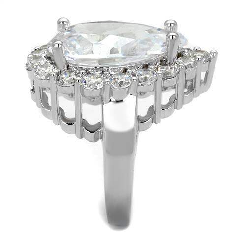 3W1084 - Rhodium Brass Ring with AAA Grade CZ in Clear - Alamode - Flyclothing LLC