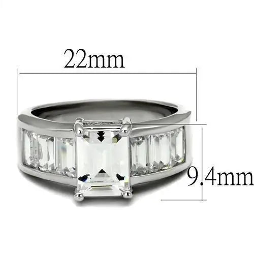 3W1086 - Rhodium Brass Ring with AAA Grade CZ in Clear - Alamode - Flyclothing LLC