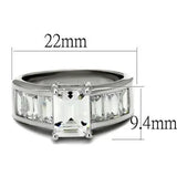 3W1086 - Rhodium Brass Ring with AAA Grade CZ in Clear - Alamode - Flyclothing LLC