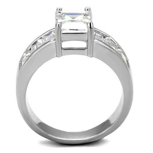 3W1086 - Rhodium Brass Ring with AAA Grade CZ in Clear - Alamode - Flyclothing LLC