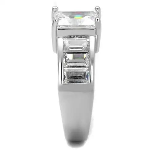 3W1086 - Rhodium Brass Ring with AAA Grade CZ in Clear - Alamode - Flyclothing LLC