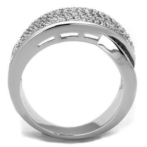 3W1089 - Rhodium + Ruthenium Brass Ring with AAA Grade CZ in Black Diamond - Alamode - Flyclothing LLC