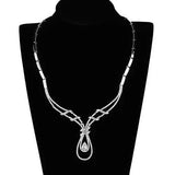 3W1095 - Rhodium Brass Jewelry Sets with AAA Grade CZ in Clear - Alamode - Flyclothing LLC