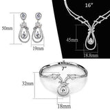 3W1095 - Rhodium Brass Jewelry Sets with AAA Grade CZ in Clear - Alamode - Flyclothing LLC