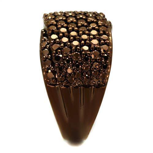 3W1097 - IP Coffee light Brass Ring with AAA Grade CZ in Light Coffee - Alamode - Flyclothing LLC