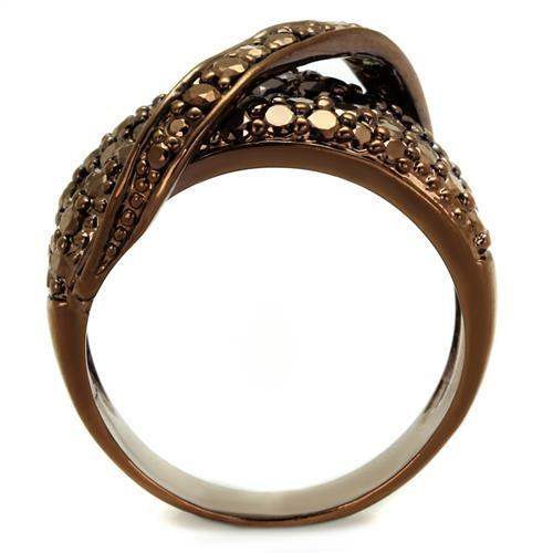 3W1098 - IP Coffee light Brass Ring with AAA Grade CZ in Light Coffee - Alamode - Flyclothing LLC