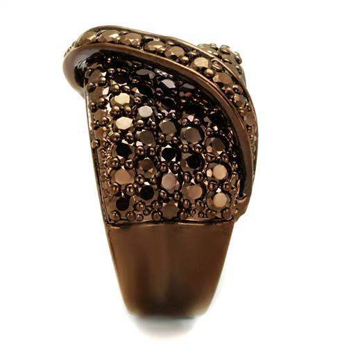 3W1098 - IP Coffee light Brass Ring with AAA Grade CZ in Light Coffee - Alamode - Flyclothing LLC
