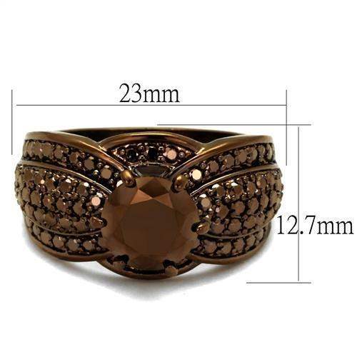 3W1100 - IP Coffee light Brass Ring with AAA Grade CZ in Light Coffee - Alamode - Flyclothing LLC