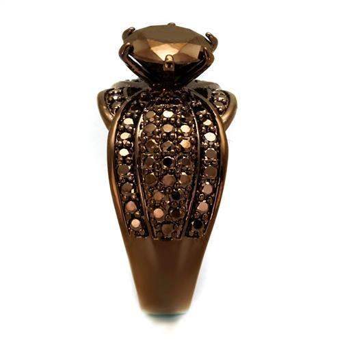 3W1100 - IP Coffee light Brass Ring with AAA Grade CZ in Light Coffee - Alamode - Flyclothing LLC