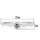 3W110 - Rhodium Brass Ring with AAA Grade CZ  in Clear - Alamode