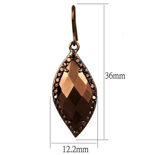3W1112 - IP Coffee light Brass Earrings with AAA Grade CZ in Light Coffee - Alamode - Flyclothing LLC
