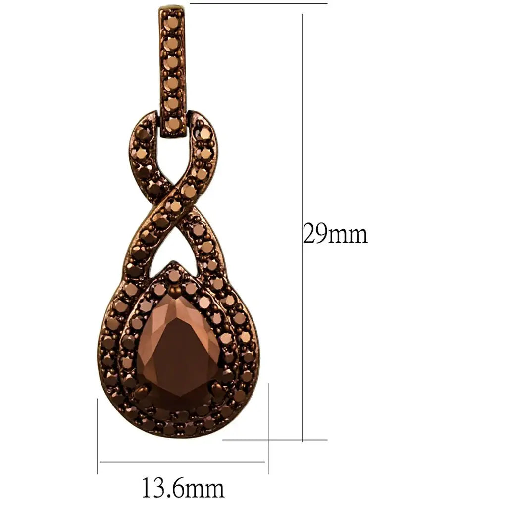 3W1115 - IP Coffee light Brass Earrings with AAA Grade CZ in Light Coffee - Alamode - Flyclothing LLC