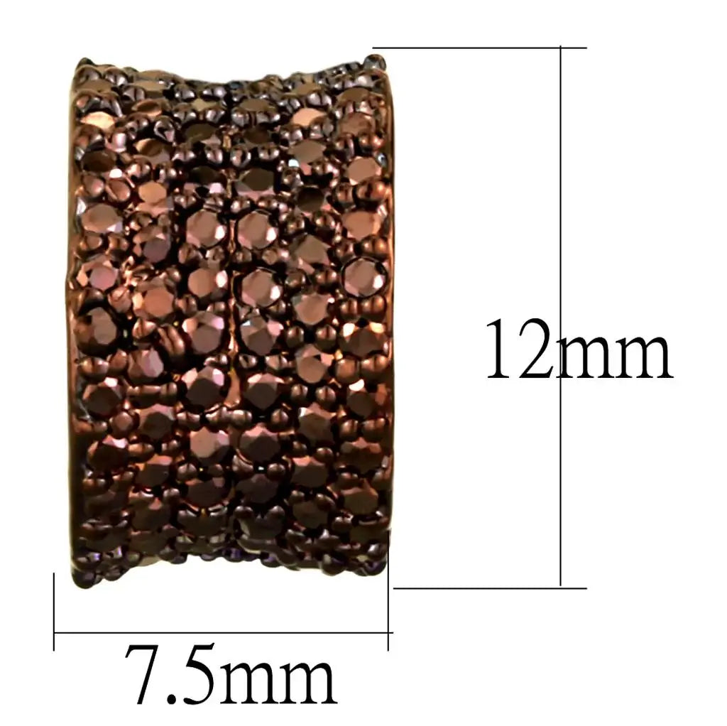 3W1119 - IP Coffee light Brass Earrings with AAA Grade CZ in Light Coffee - Alamode - Flyclothing LLC