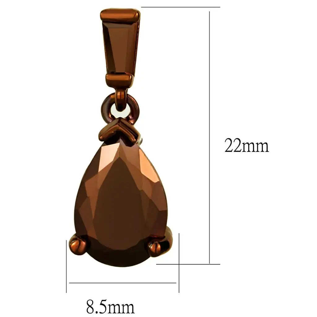 3W1120 - IP Coffee light Brass Earrings with AAA Grade CZ in Light Coffee - Alamode - Flyclothing LLC