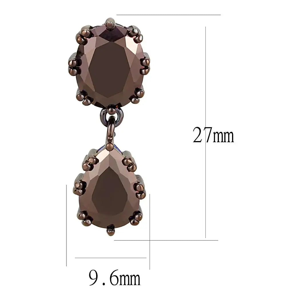 3W1121 - IP Coffee light Brass Earrings with AAA Grade CZ in Light Coffee - Alamode - Flyclothing LLC