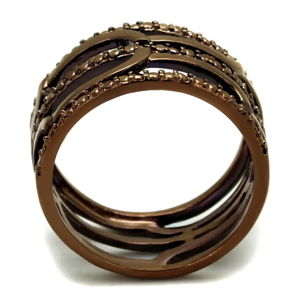 3W1126 - IP Coffee light Brass Ring with AAA Grade CZ in Light Coffee - Alamode - Flyclothing LLC