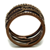 3W1126 - IP Coffee light Brass Ring with AAA Grade CZ  in Light Coffee - Alamode