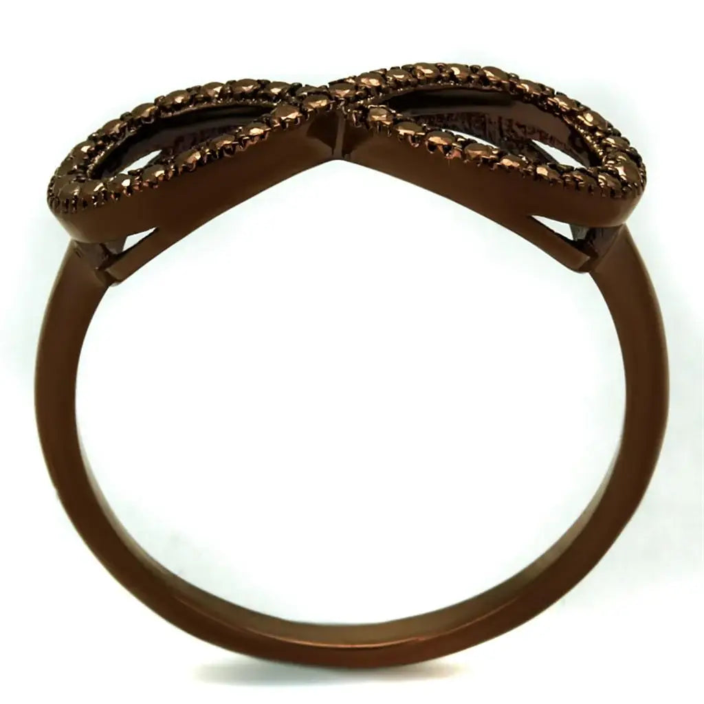 3W1129 - IP Coffee light Brass Ring with AAA Grade CZ in Light Coffee - Alamode - Flyclothing LLC