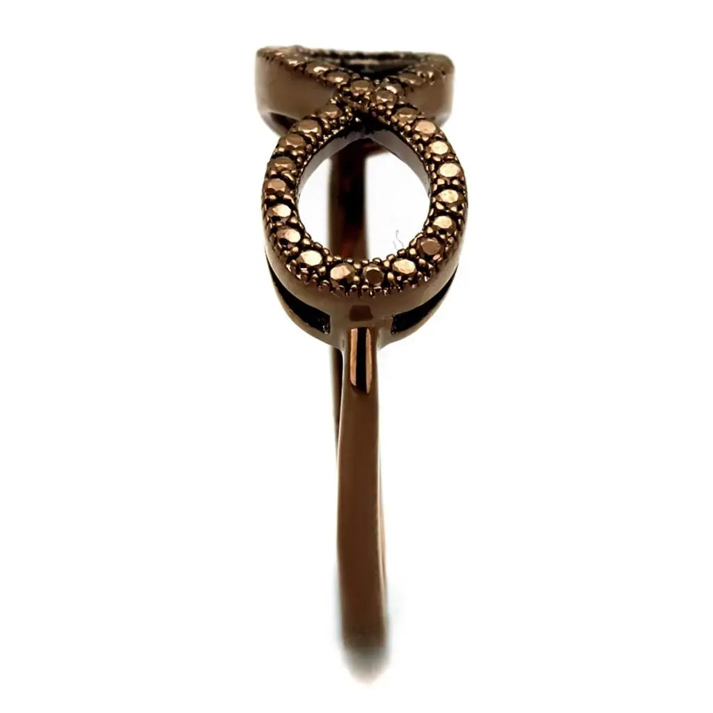 3W1129 - IP Coffee light Brass Ring with AAA Grade CZ in Light Coffee - Alamode - Flyclothing LLC