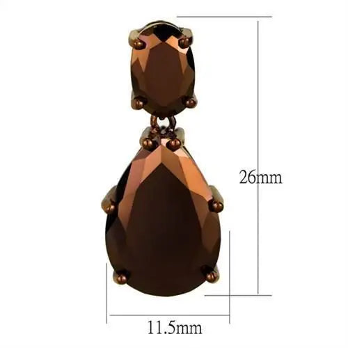 3W1135 - IP Coffee light Brass Earrings with AAA Grade CZ in Light Coffee - Alamode - Flyclothing LLC