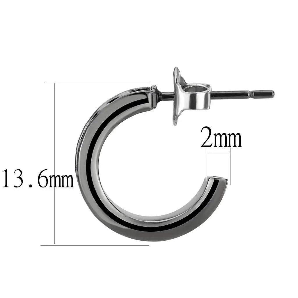 3W1141 - IP Light Black (IP Gun) Brass Earrings with Top Grade Crystal in Light Gray - Alamode - Flyclothing LLC