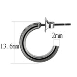3W1141 - IP Light Black  (IP Gun) Brass Earrings with Top Grade Crystal  in Light Gray - Alamode