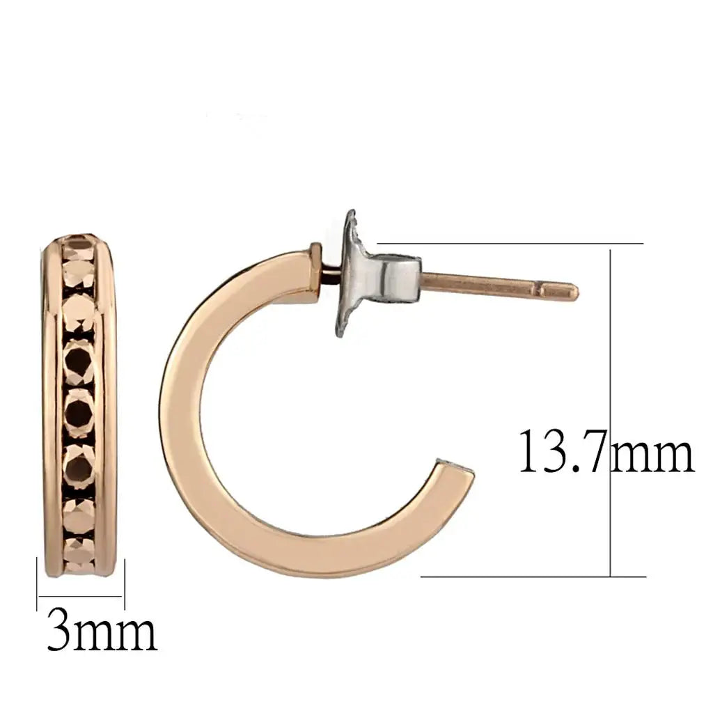 3W1142 - IP Rose Gold(Ion Plating) Brass Earrings with Top Grade Crystal in Metallic Light Gold - Alamode - Flyclothing LLC