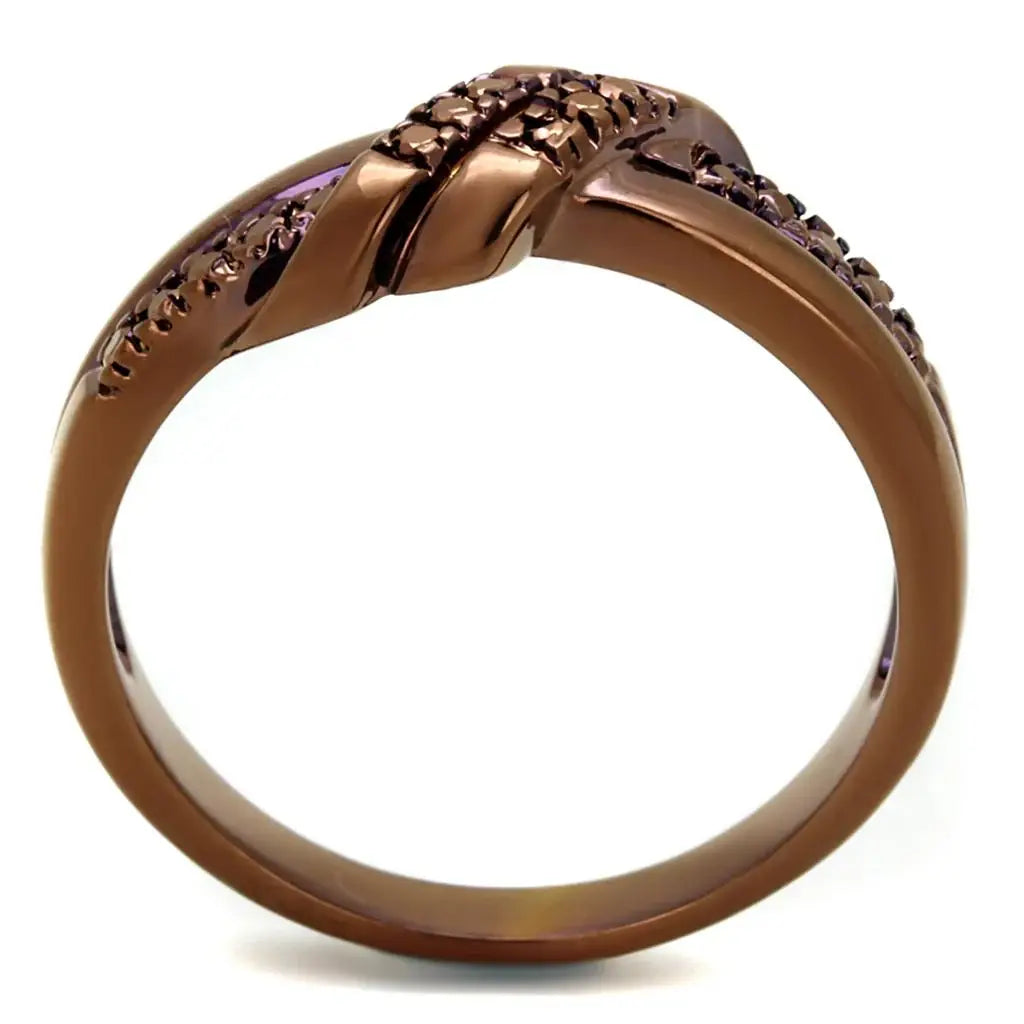 3W1146 - IP Coffee light Brass Ring with AAA Grade CZ in Light Coffee - Alamode - Flyclothing LLC