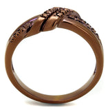 3W1146 - IP Coffee light Brass Ring with AAA Grade CZ  in Light Coffee - Alamode