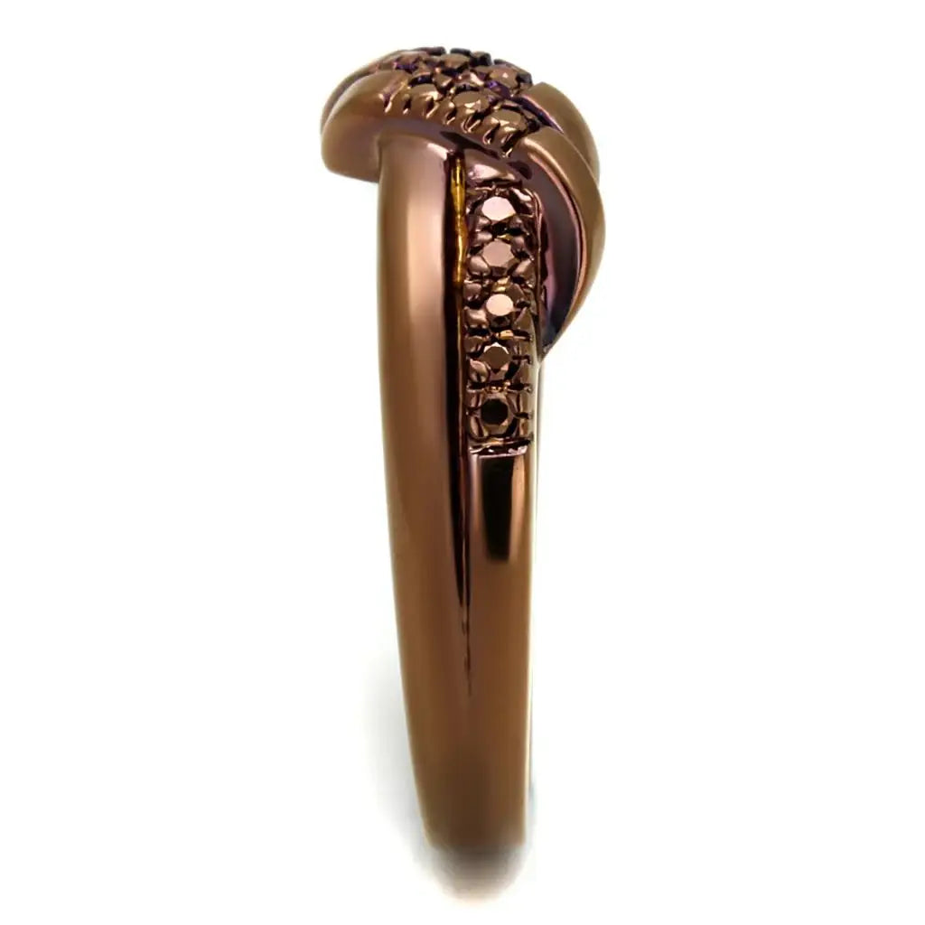 3W1146 - IP Coffee light Brass Ring with AAA Grade CZ in Light Coffee - Alamode - Flyclothing LLC