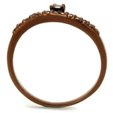 3W1148 - IP Coffee light Brass Ring with AAA Grade CZ  in Light Coffee - Alamode