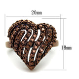 3W1149 - IP Coffee light Brass Ring with AAA Grade CZ  in Light Coffee - Alamode