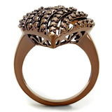 3W1149 - IP Coffee light Brass Ring with AAA Grade CZ  in Light Coffee - Alamode