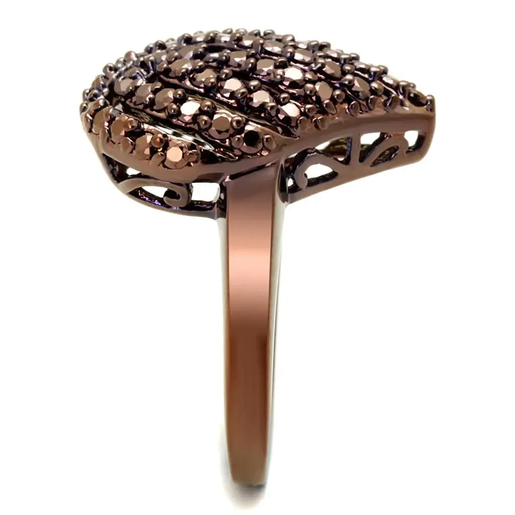 3W1149 - IP Coffee light Brass Ring with AAA Grade CZ in Light Coffee - Alamode - Flyclothing LLC