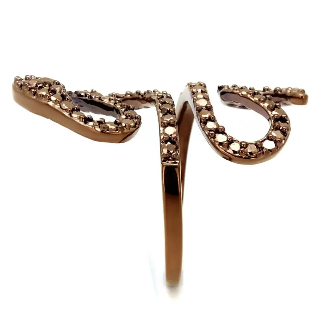 3W1150 - IP Coffee light Brass Ring with AAA Grade CZ in Light Coffee - Alamode - Flyclothing LLC