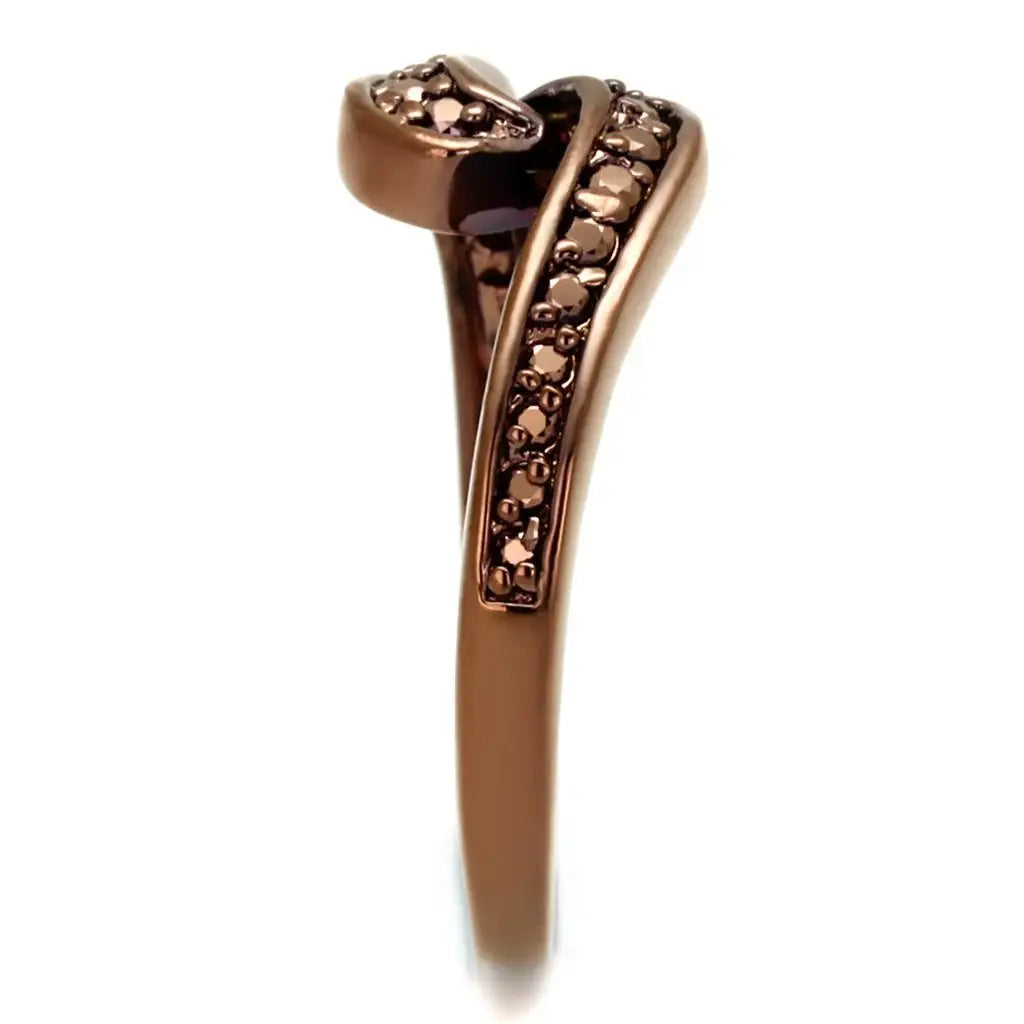 3W1151 - IP Coffee light Brass Ring with AAA Grade CZ in Light Coffee - Alamode - Flyclothing LLC