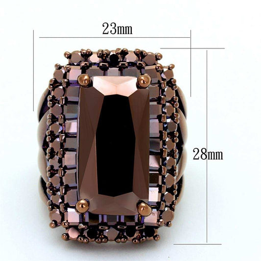 3W1152 - IP Coffee light Brass Ring with AAA Grade CZ in Light Coffee - Alamode - Flyclothing LLC