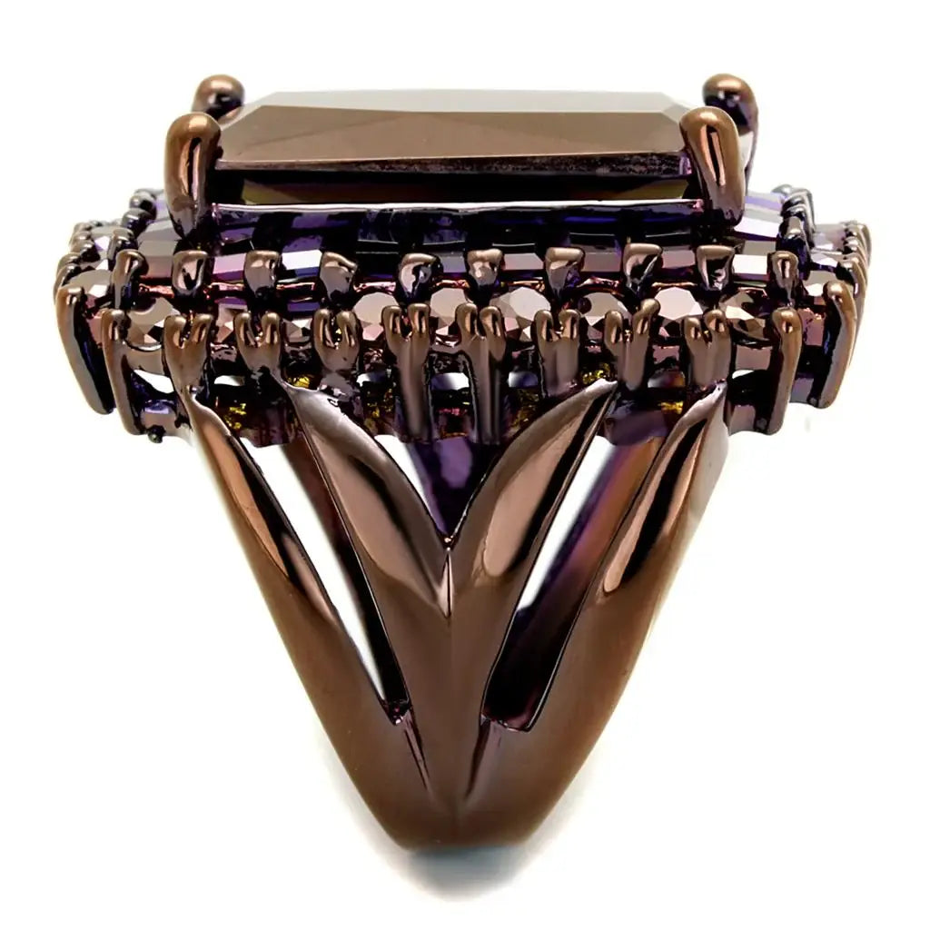 3W1152 - IP Coffee light Brass Ring with AAA Grade CZ in Light Coffee - Alamode - Flyclothing LLC