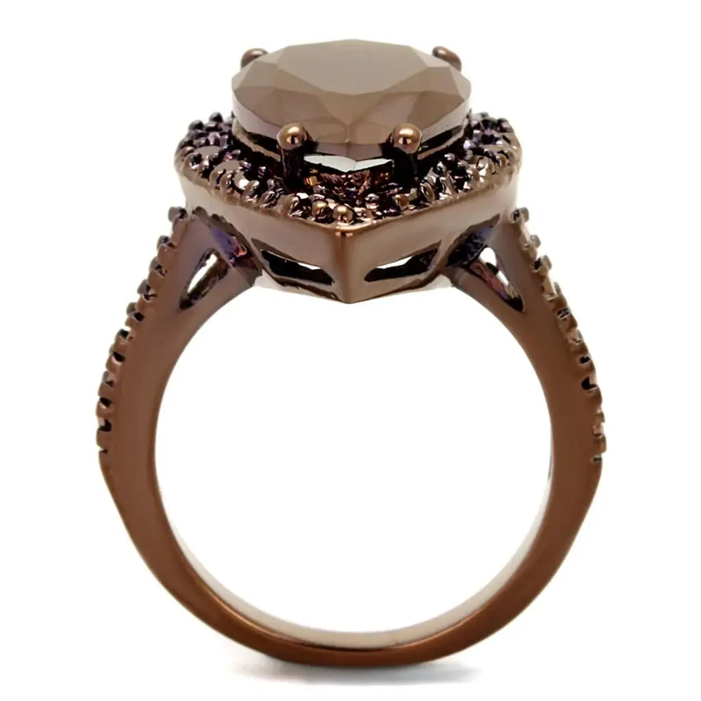 3W1153 - IP Coffee light Brass Ring with AAA Grade CZ in Light Coffee - Alamode - Flyclothing LLC