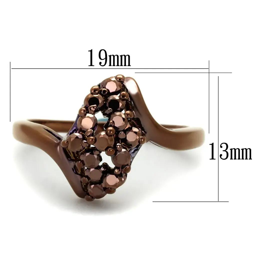 3W1154 - IP Coffee light Brass Ring with AAA Grade CZ in Light Coffee - Alamode - Flyclothing LLC