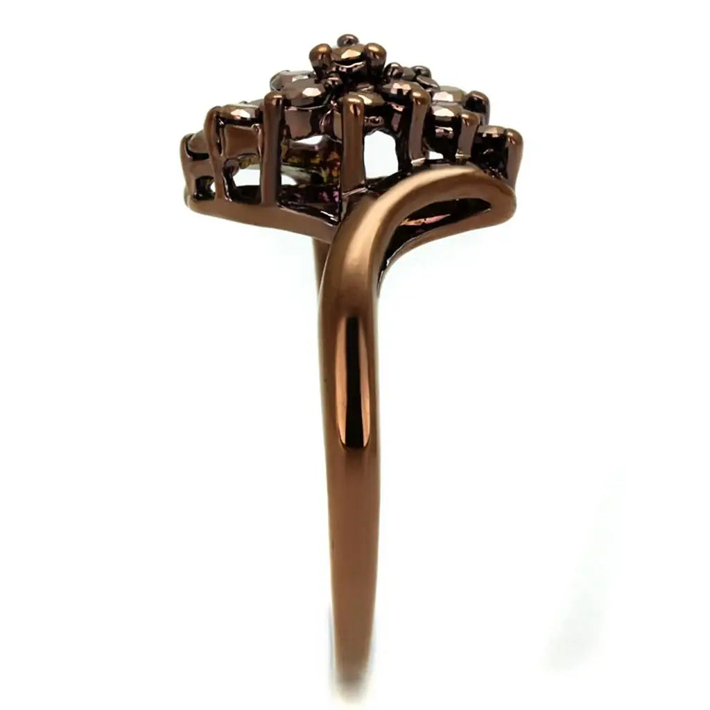 3W1154 - IP Coffee light Brass Ring with AAA Grade CZ in Light Coffee - Alamode - Flyclothing LLC