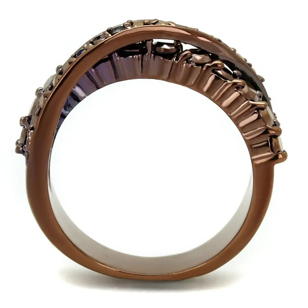 3W1155 - IP Coffee light Brass Ring with AAA Grade CZ in Light Coffee - Alamode - Flyclothing LLC