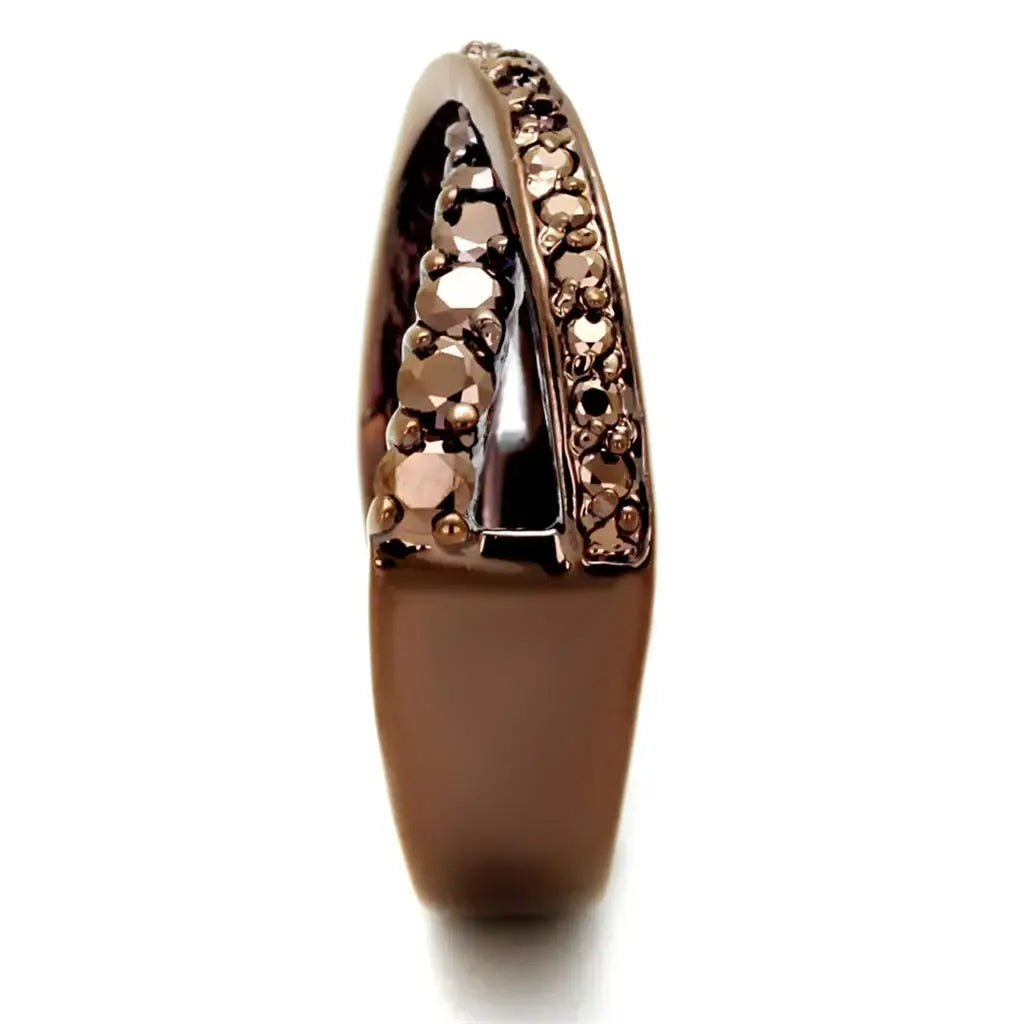 3W1155 - IP Coffee light Brass Ring with AAA Grade CZ in Light Coffee - Alamode - Flyclothing LLC