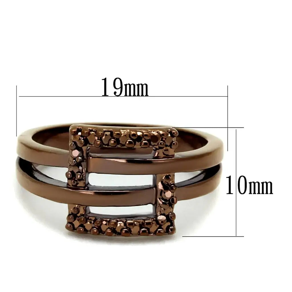 3W1156 - IP Coffee light Brass Ring with AAA Grade CZ in Light Coffee - Alamode - Flyclothing LLC