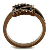 3W1156 - IP Coffee light Brass Ring with AAA Grade CZ  in Light Coffee - Alamode