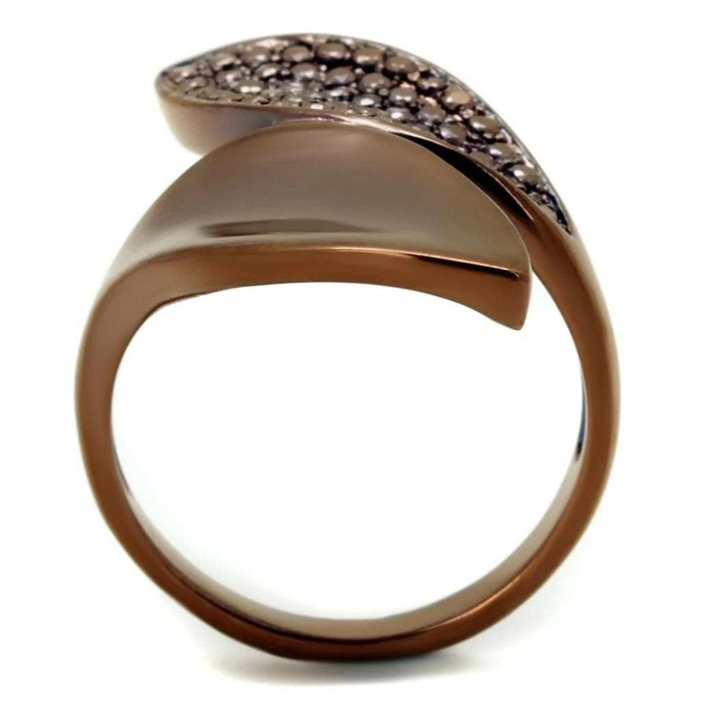 3W1157 - IP Coffee light Brass Ring with AAA Grade CZ in Light Coffee - Alamode - Flyclothing LLC