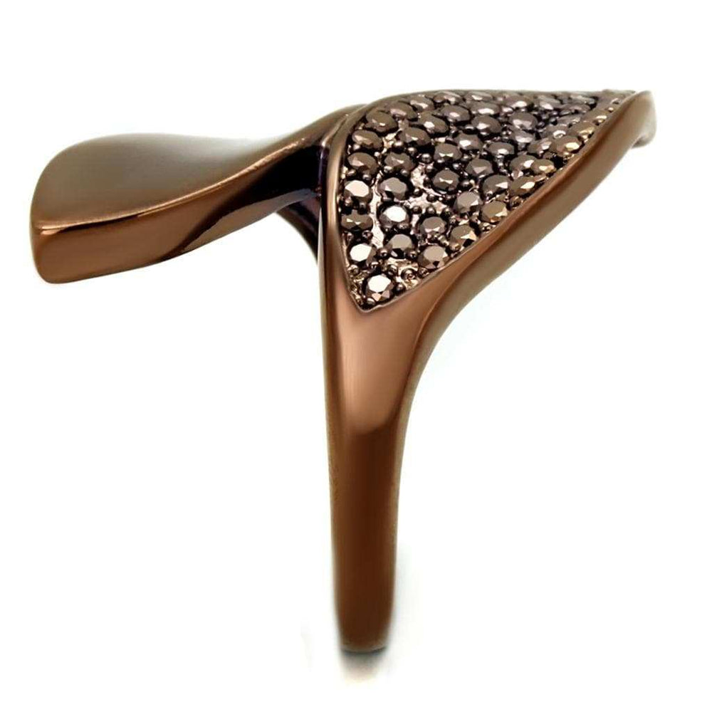 3W1157 - IP Coffee light Brass Ring with AAA Grade CZ in Light Coffee - Alamode - Flyclothing LLC