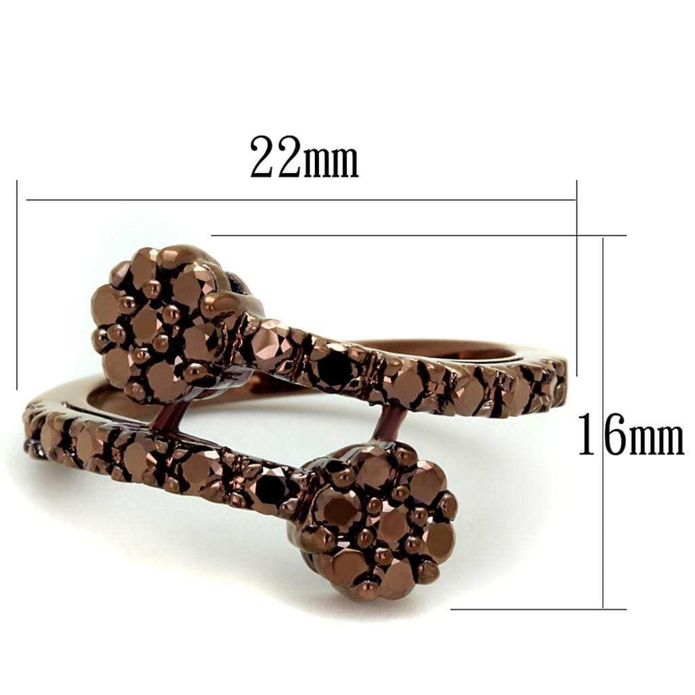 3W1158 - IP Coffee light Brass Ring with AAA Grade CZ in Light Coffee - Alamode - Flyclothing LLC