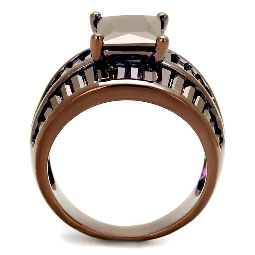 3W1159 - IP Coffee light Brass Ring with AAA Grade CZ in Light Coffee - Alamode - Flyclothing LLC