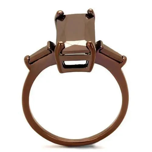 3W1160 - IP Coffee light Brass Ring with AAA Grade CZ in Light Coffee - Alamode - Flyclothing LLC
